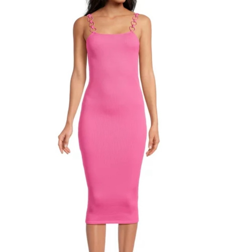 Pink ribbed bodycon dress
